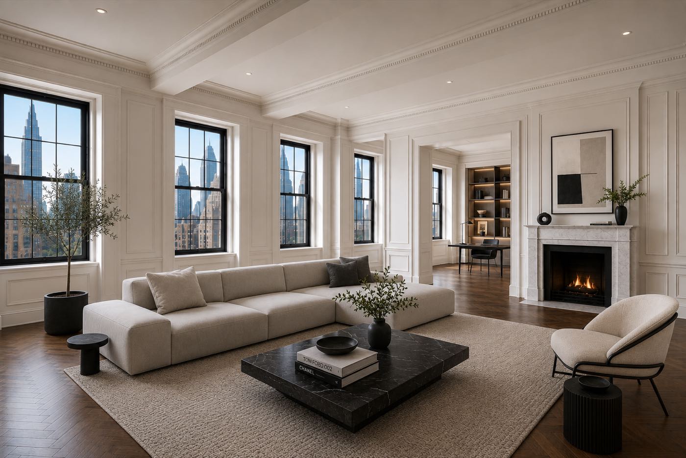 The same room after AI virtual staging - Modern style